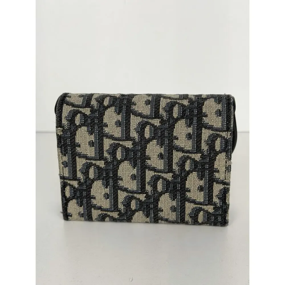 Christian Dior Saddle 5 Gusset Compact Wallet in Blue Oblique Canvas 2023